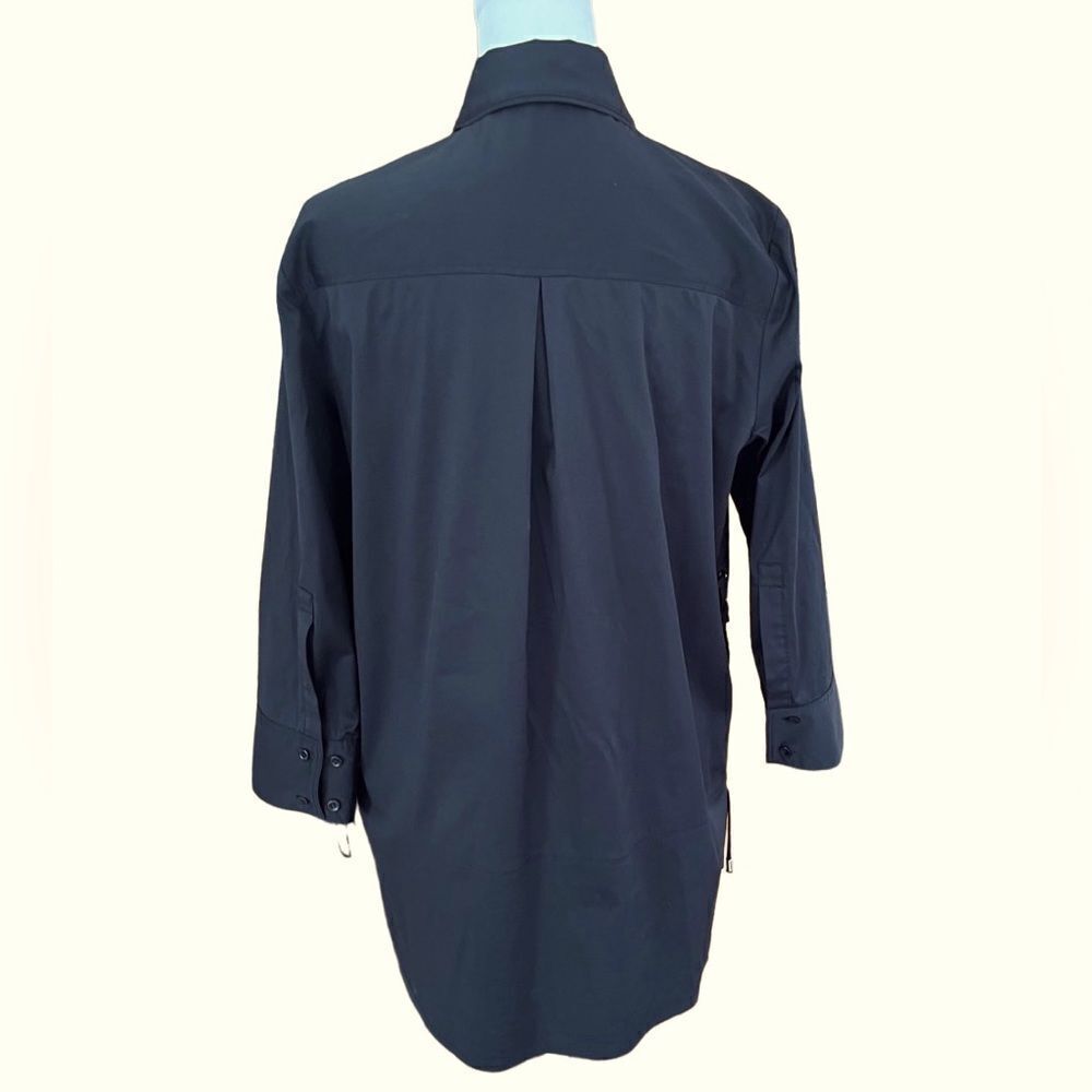 Per Se By Carlisle Black Button Front Blouse With… - image 3